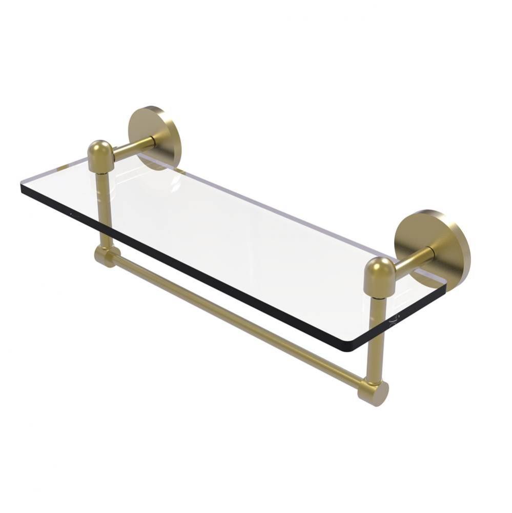Tango Collection 16 Inch Glass Vanity Shelf with Integrated Towel Bar