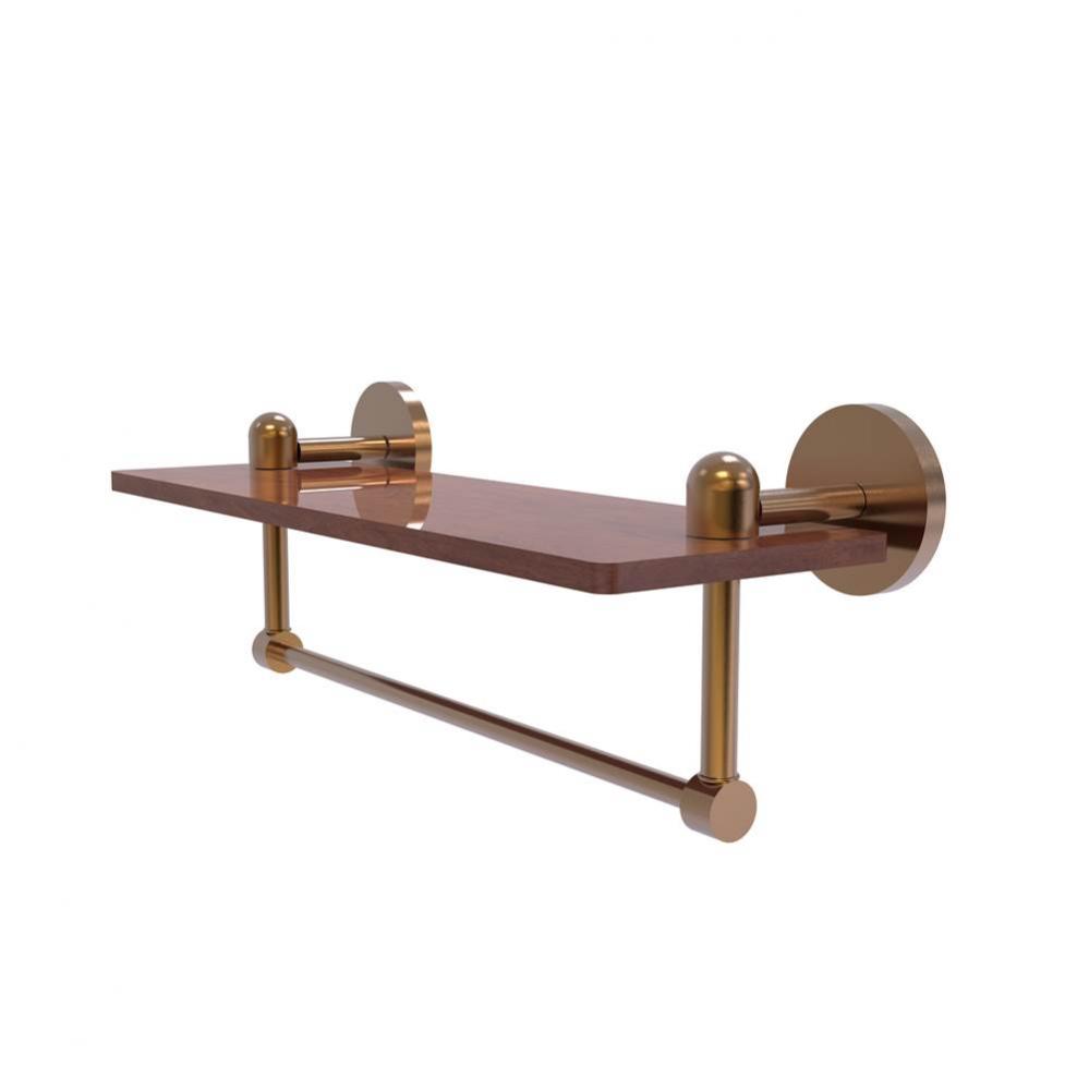 Tango Collection 16 Inch Solid IPE Ironwood Shelf with Integrated Towel Bar