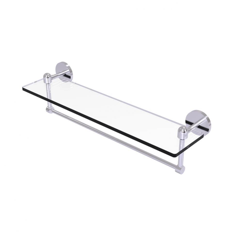Tango Collection 22 Inch Glass Vanity Shelf with Integrated Towel Bar