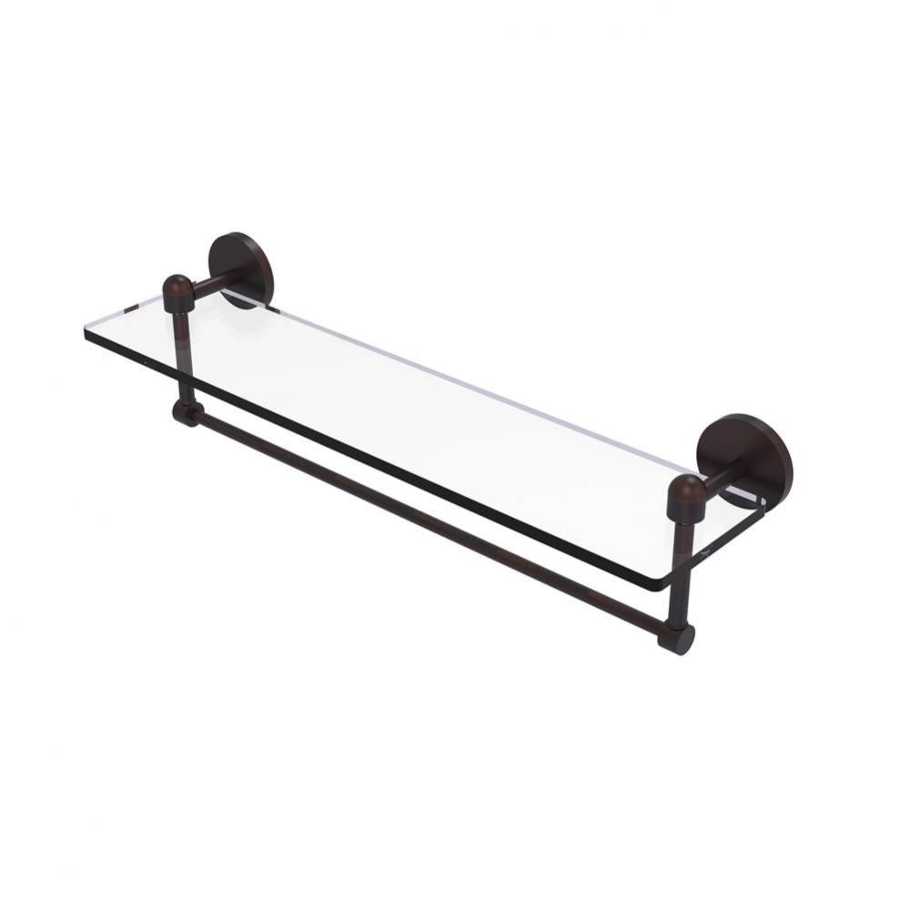 Tango Collection 22 Inch Glass Vanity Shelf with Integrated Towel Bar