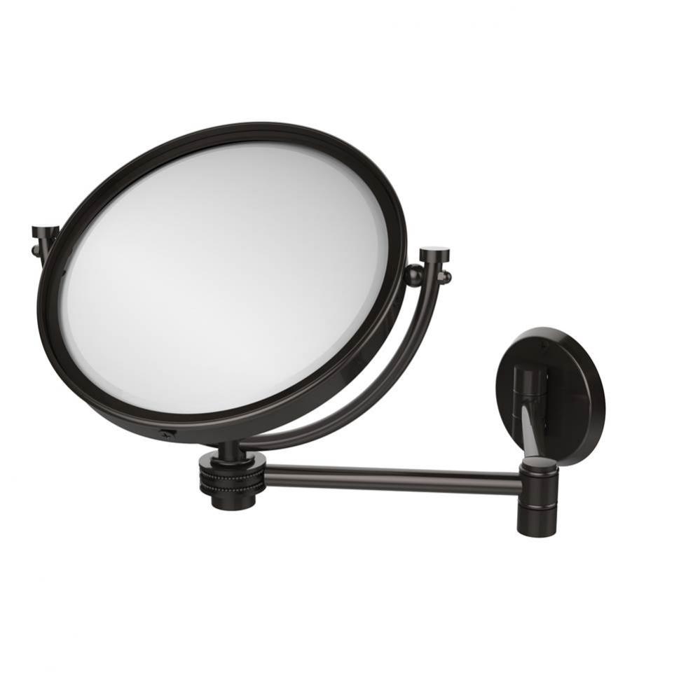8 Inch Wall Mounted Extending Make-Up Mirror 2X Magnification with Dotted Accent