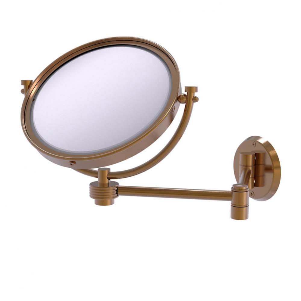 8 Inch Wall Mounted Extending Make-Up Mirror 2X Magnification with Groovy Accent