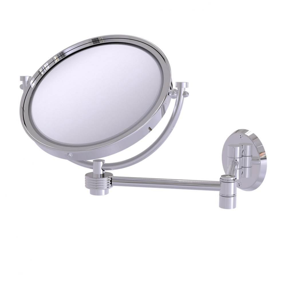 8 Inch Wall Mounted Extending Make-Up Mirror 2X Magnification with Groovy Accent
