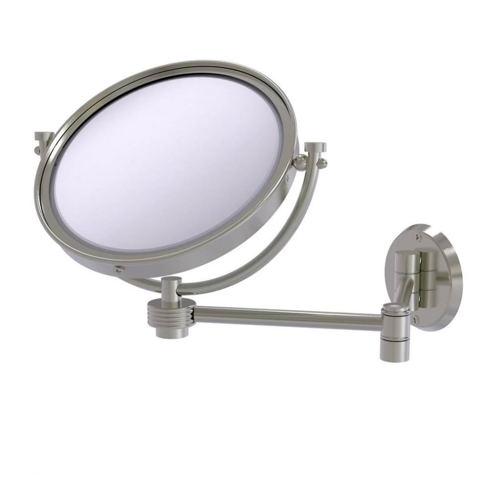 8 Inch Wall Mounted Extending Make-Up Mirror 2X Magnification with Groovy Accent