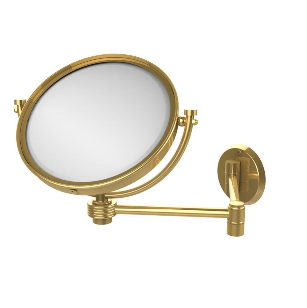 8 Inch Wall Mounted Extending Make-Up Mirror 4X Magnification with Groovy Accent