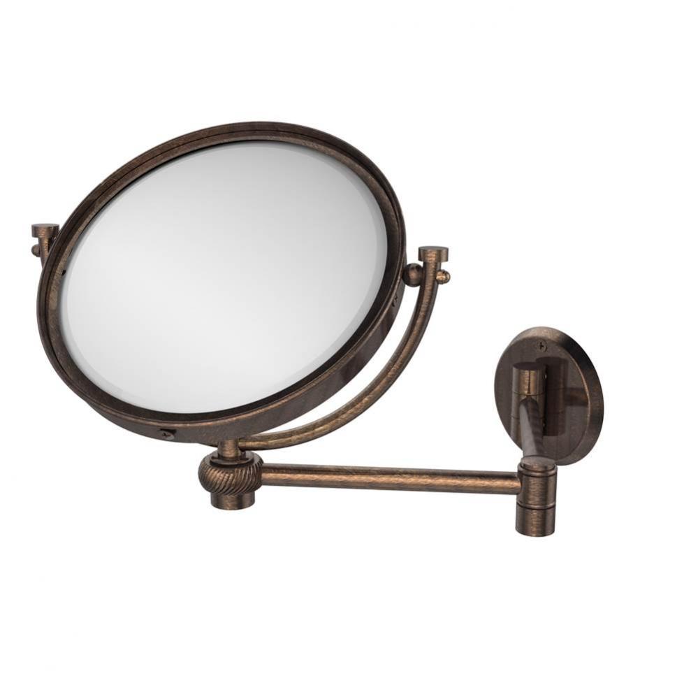 8 Inch Wall Mounted Extending Make-Up Mirror 2X Magnification with Twist Accent