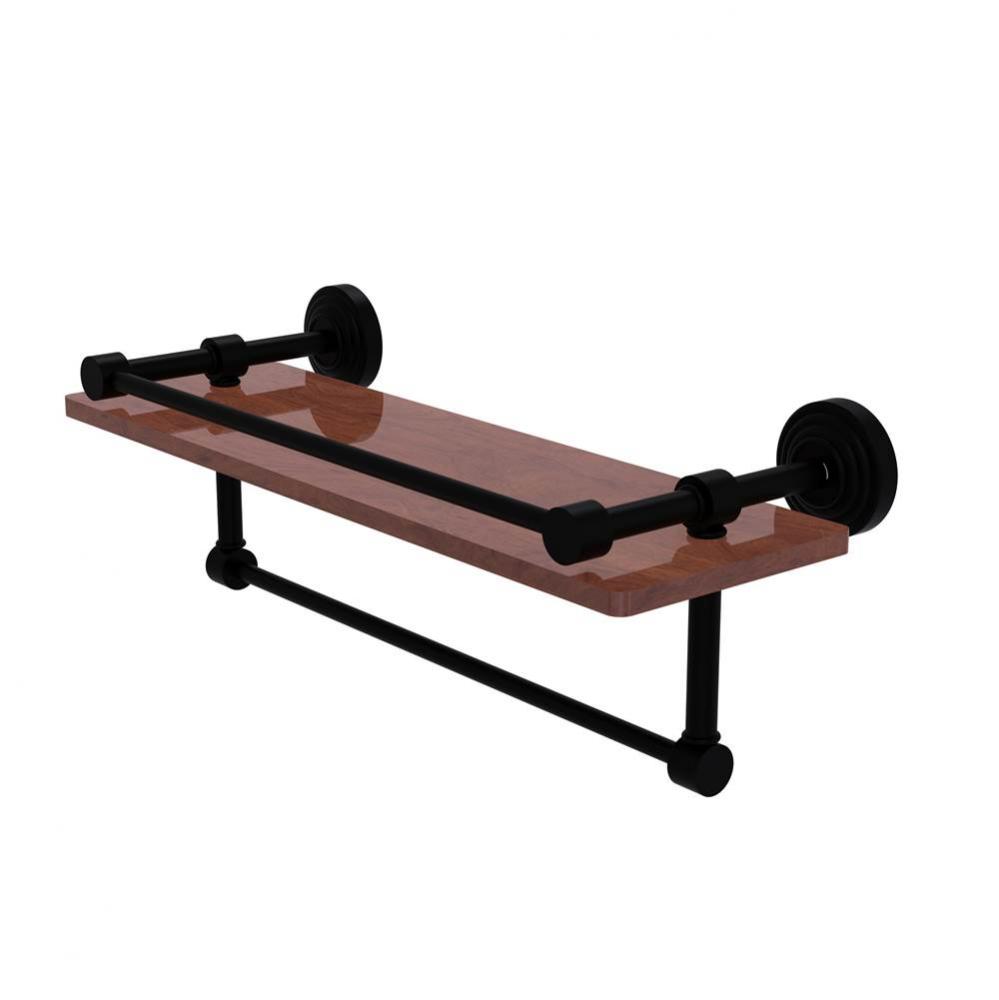 Waverly Place Collection 16 Inch IPE Ironwood Shelf with Gallery Rail and Towel Bar