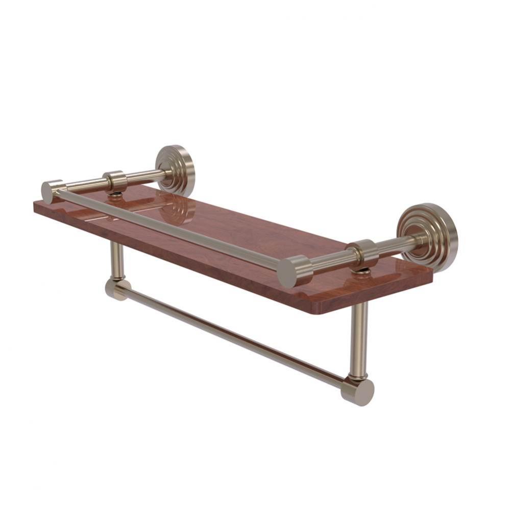 Waverly Place Collection 16 Inch IPE Ironwood Shelf with Gallery Rail and Towel Bar