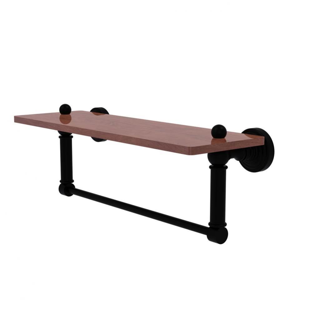 Waverly Place Collection 16 Inch Solid IPE Ironwood Shelf with Integrated Towel Bar