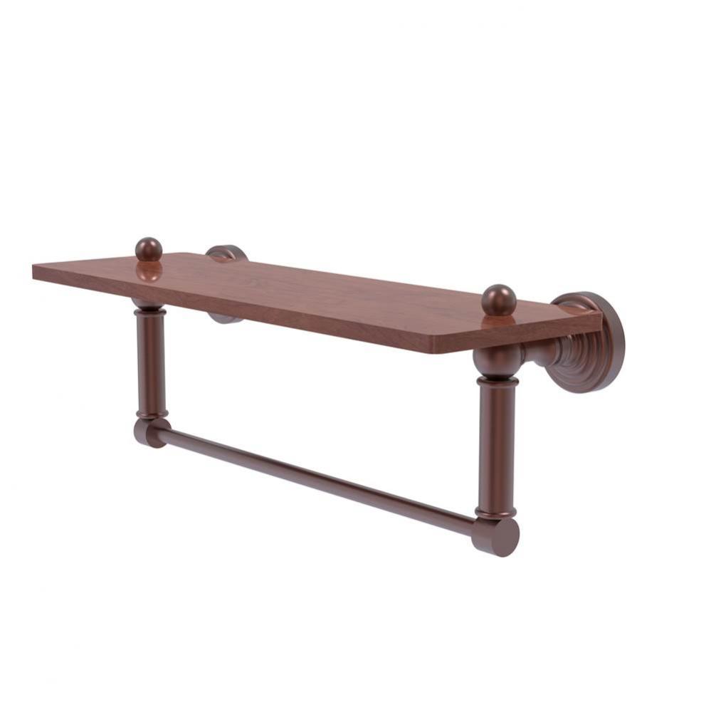 Waverly Place Collection 16 Inch Solid IPE Ironwood Shelf with Integrated Towel Bar