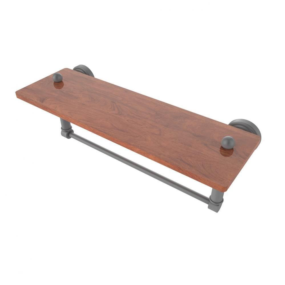 Waverly Place Collection 16 Inch Solid IPE Ironwood Shelf with Integrated Towel Bar