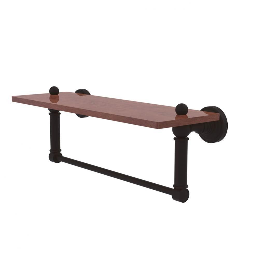 Waverly Place Collection 16 Inch Solid IPE Ironwood Shelf with Integrated Towel Bar