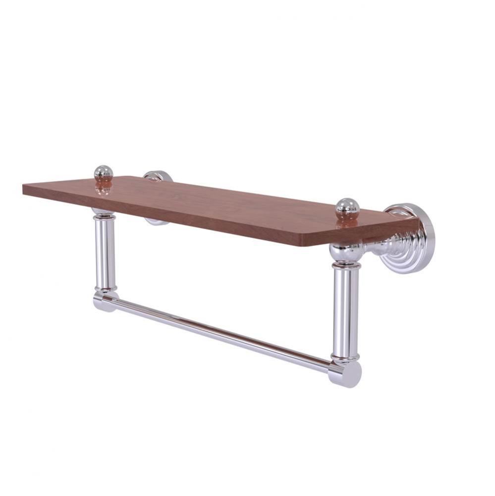 Waverly Place Collection 16 Inch Solid IPE Ironwood Shelf with Integrated Towel Bar