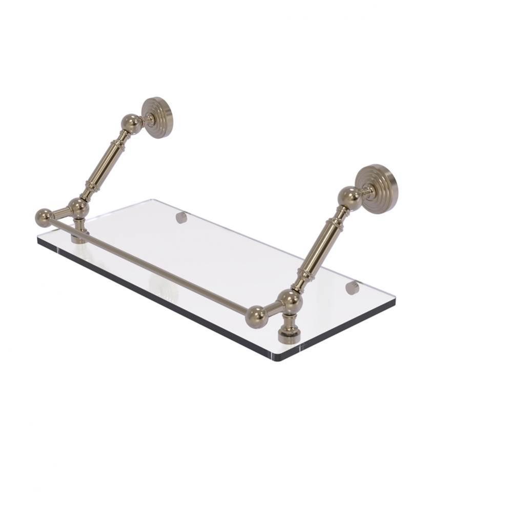 Waverly Place 18 Inch Floating Glass Shelf with Gallery Rail