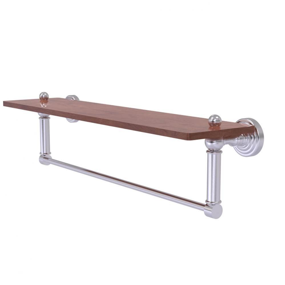 Waverly Place Collection 22 Inch Solid IPE Ironwood Shelf with Integrated Towel Bar