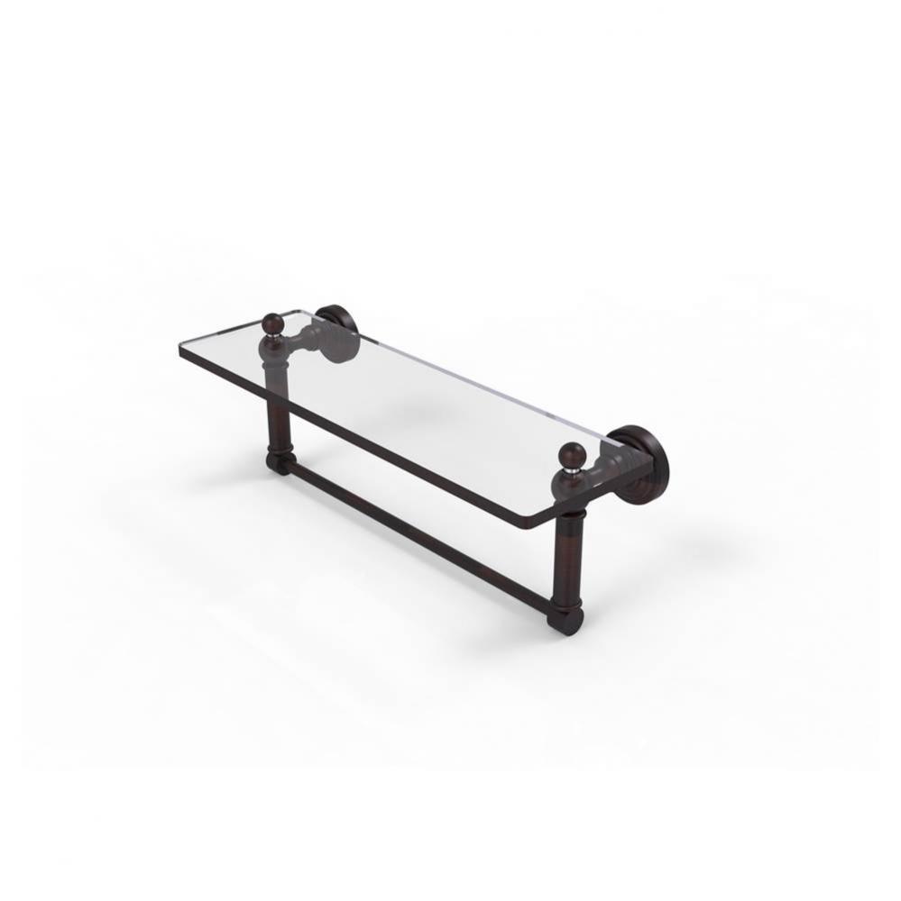 Waverly Place 16 Inch Glass Vanity Shelf with Integrated Towel Bar