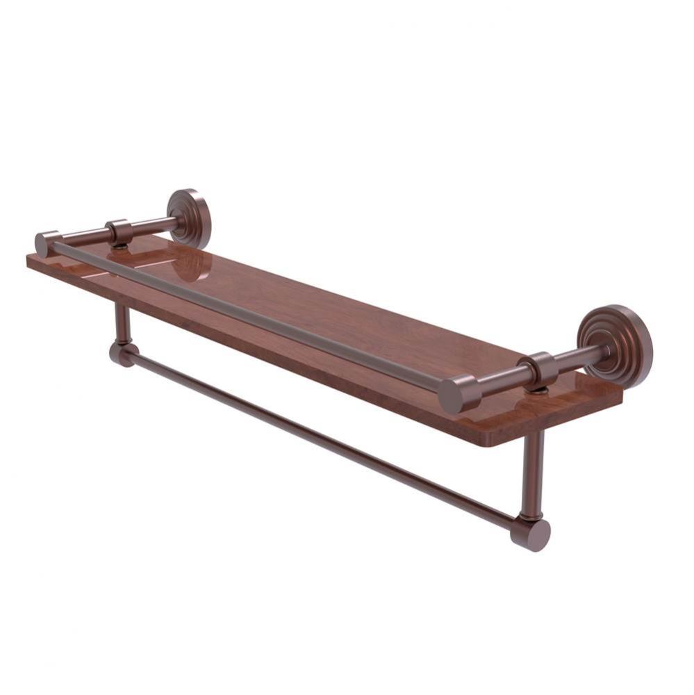 Waverly Place Collection 22 Inch IPE Ironwood Shelf with Gallery Rail and Towel Bar