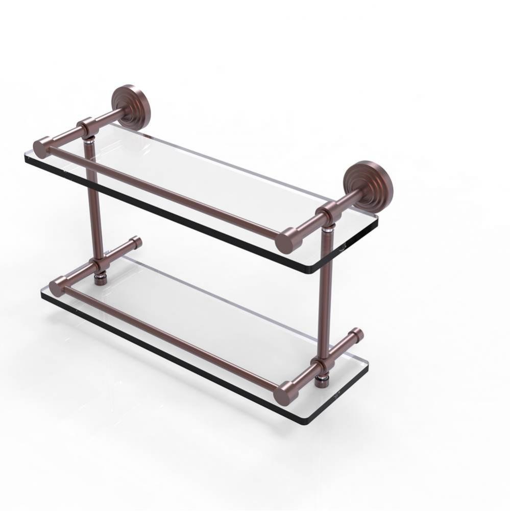 Waverly Place 16 Inch Double Glass Shelf with Gallery Rail