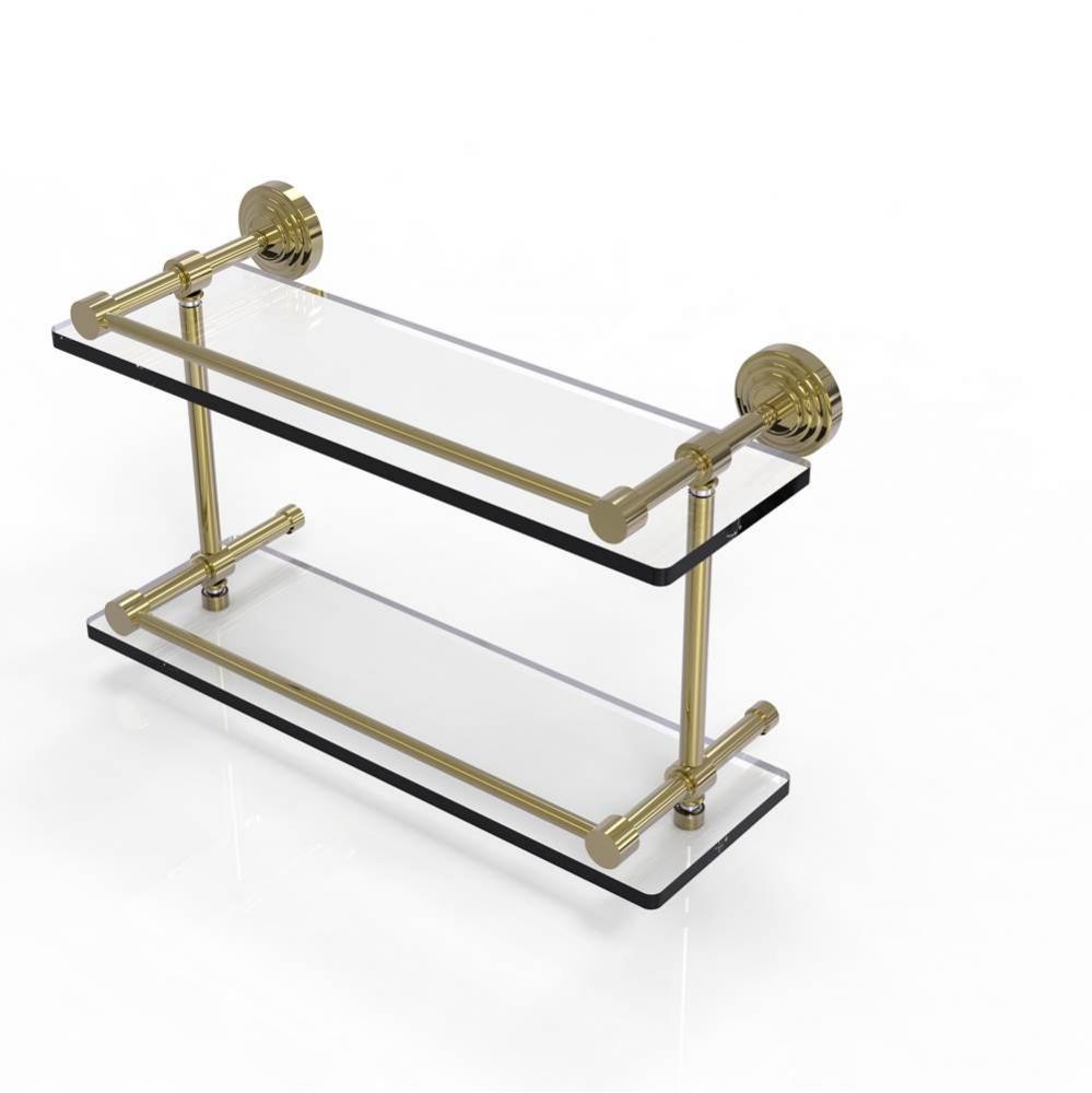 Waverly Place 16 Inch Double Glass Shelf with Gallery Rail