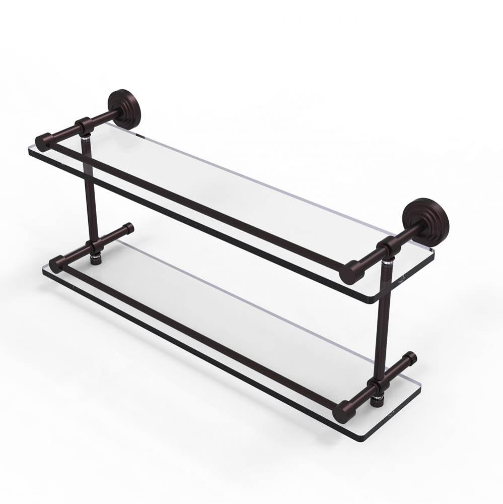 Waverly Place 22 Inch Double Glass Shelf with Gallery Rail