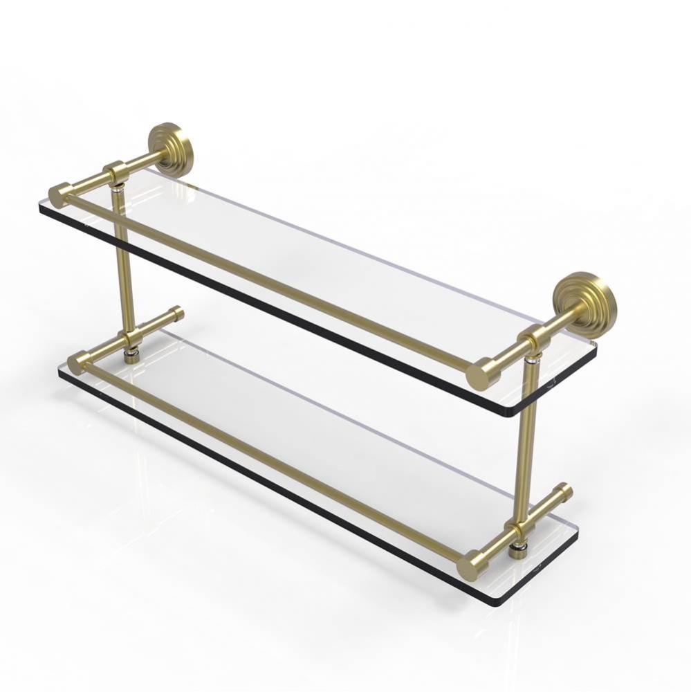 Waverly Place 22 Inch Double Glass Shelf with Gallery Rail