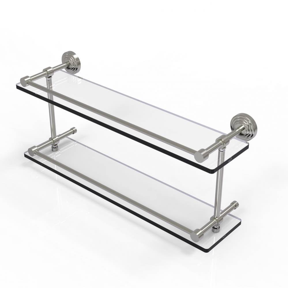 Waverly Place 22 Inch Double Glass Shelf with Gallery Rail