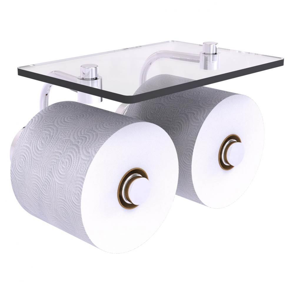 Waverly Place Collection 2 Roll Toilet Paper Holder with Glass Shelf - Polished Chrome