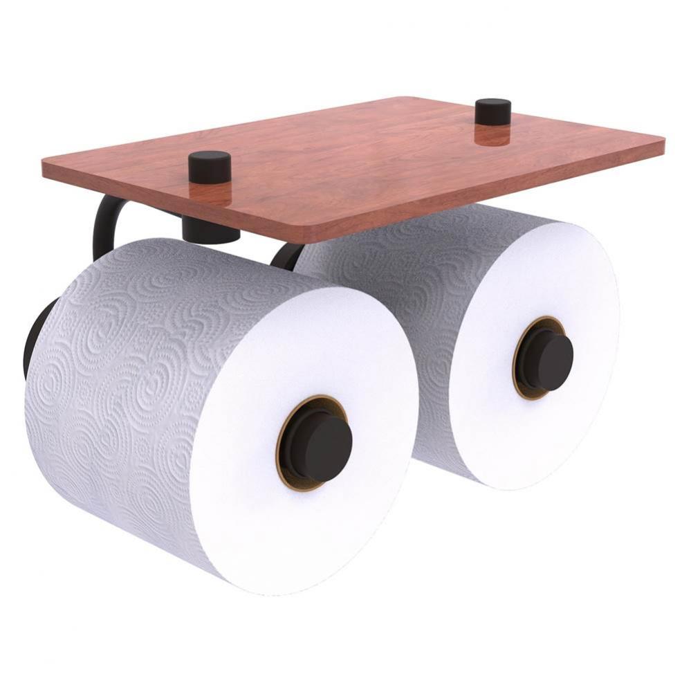 Waverly Place Collection 2 Roll Toilet Paper Holder with Wood Shelf - Oil Rubbed Bronze