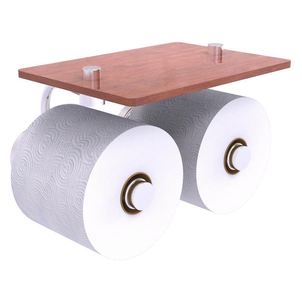 Waverly Place Collection 2 Roll Toilet Paper Holder with Wood Shelf - Satin Chrome