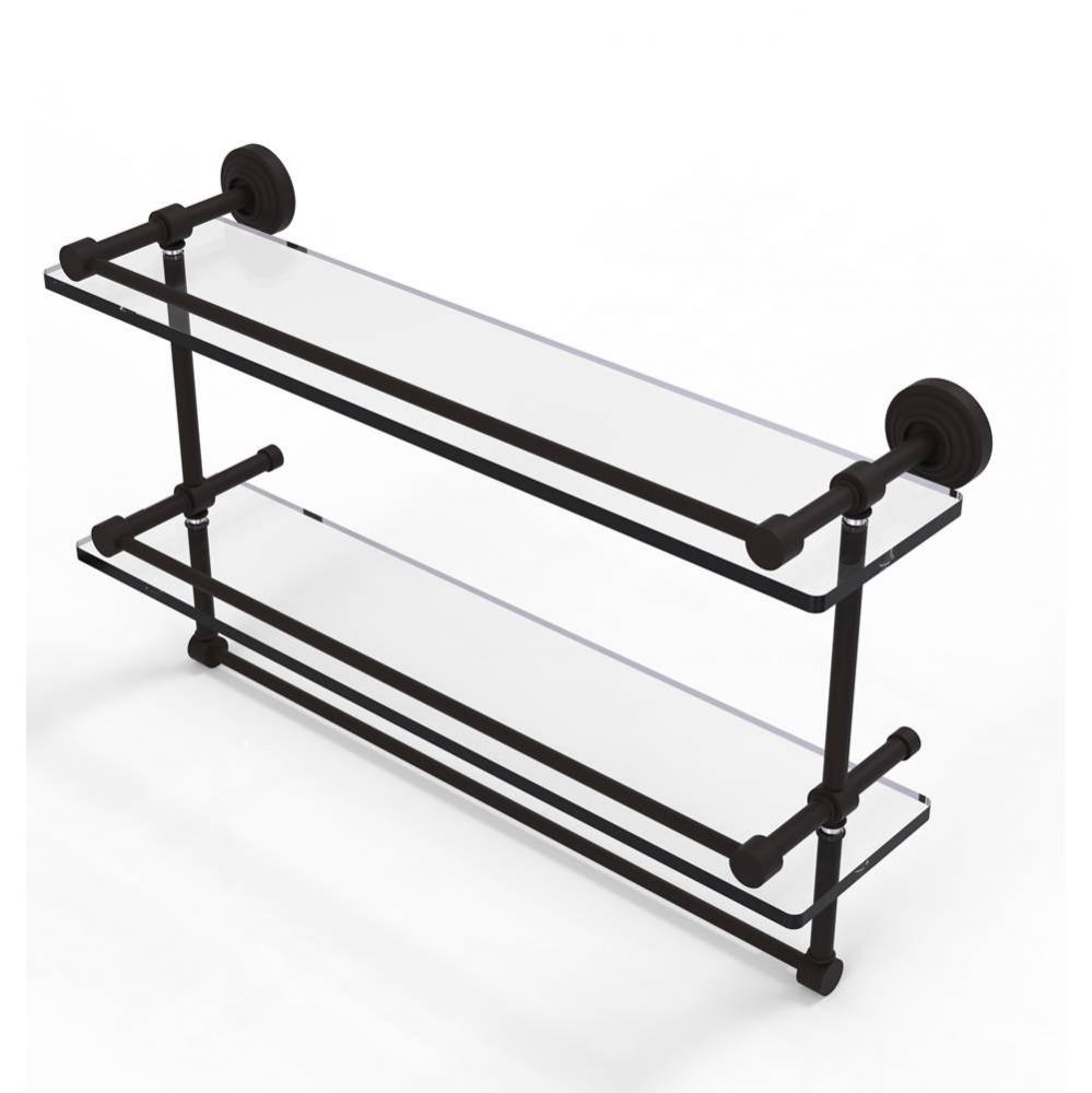 22 Inch Gallery Double Glass Shelf with Towel Bar