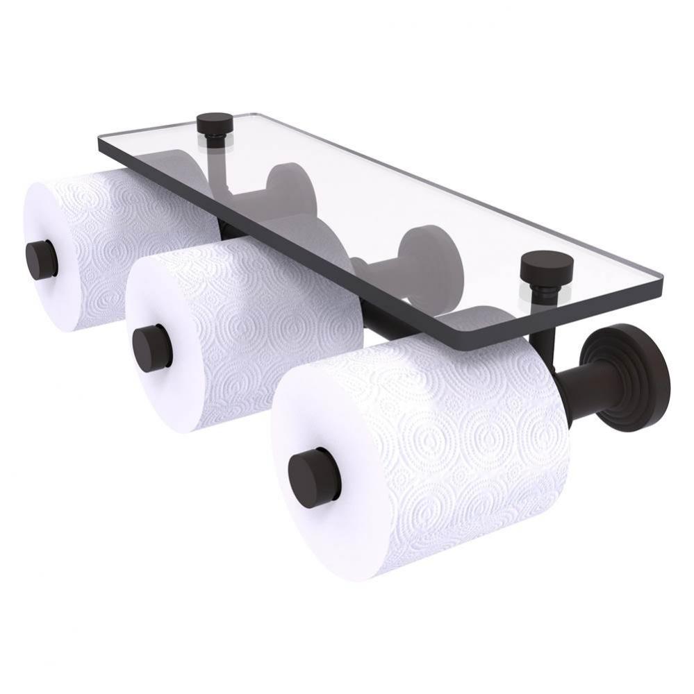 Waverly Place Collection Horizontal Reserve 3 Roll Toilet Paper Holder with Glass Shelf - Oil Rubb