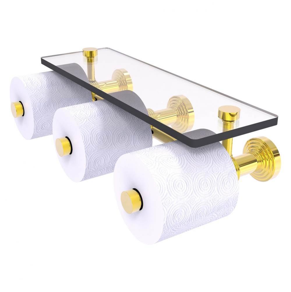 Waverly Place Collection Horizontal Reserve 3 Roll Toilet Paper Holder with Glass Shelf - Polished