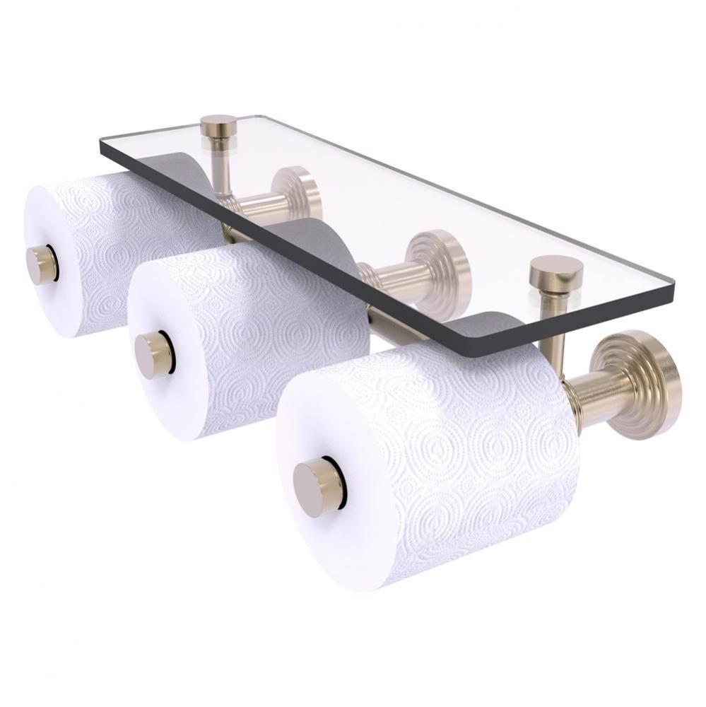 Waverly Place Collection Horizontal Reserve 3 Roll Toilet Paper Holder with Glass Shelf - Antique
