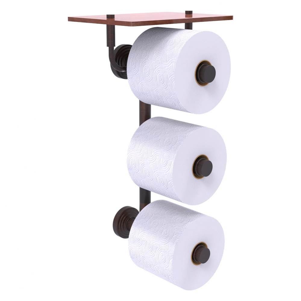 Waverly Place Collection 3 Roll Toilet Paper Holder with Wood Shelf - Venetian Bronze