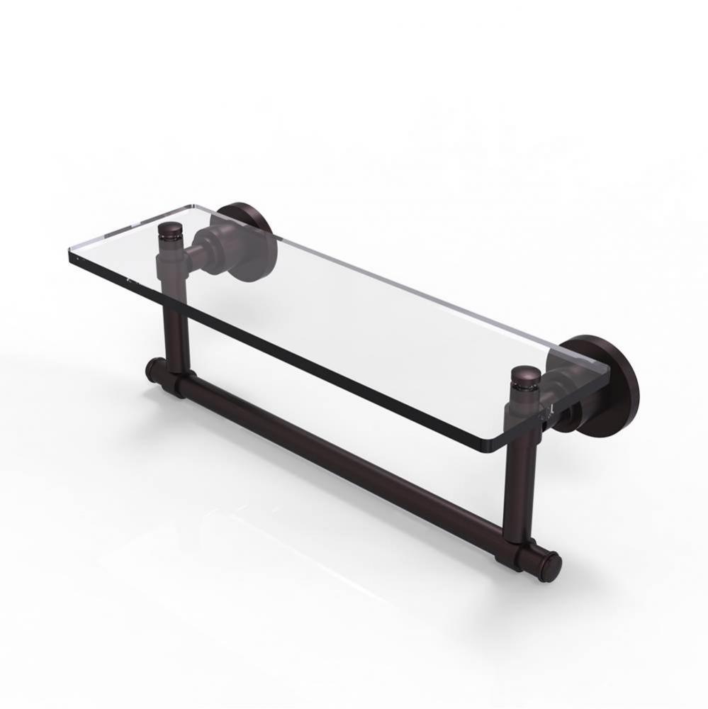Washington Square Collection 16 Inch Glass Vanity Shelf with Integrated Towel Bar