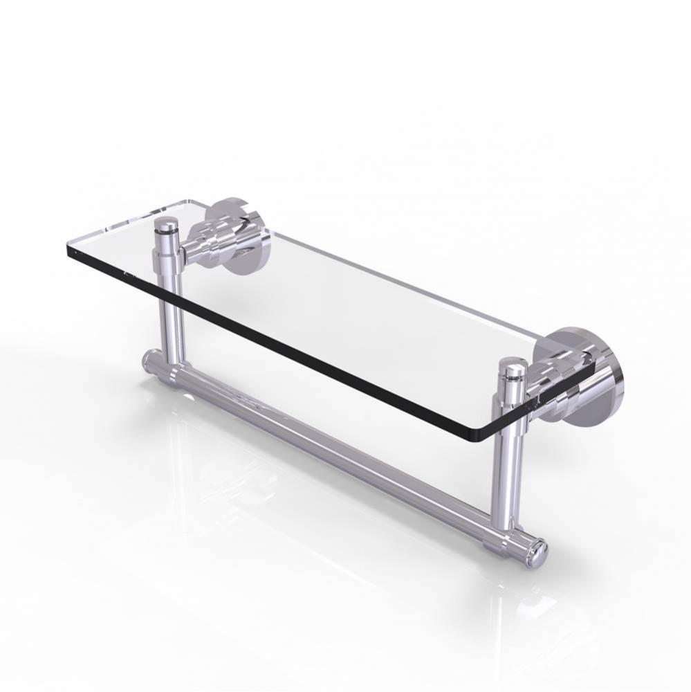 Washington Square Collection 16 Inch Glass Vanity Shelf with Integrated Towel Bar