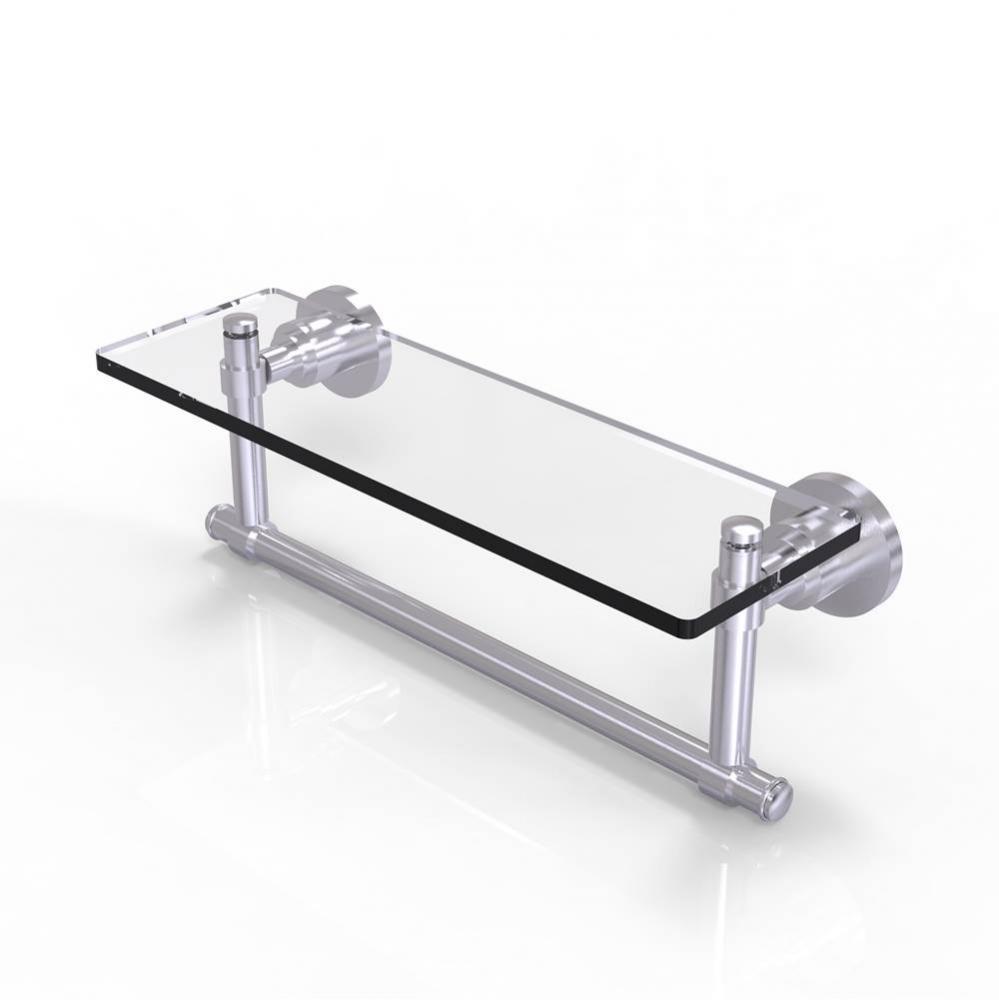 Washington Square Collection 16 Inch Glass Vanity Shelf with Integrated Towel Bar