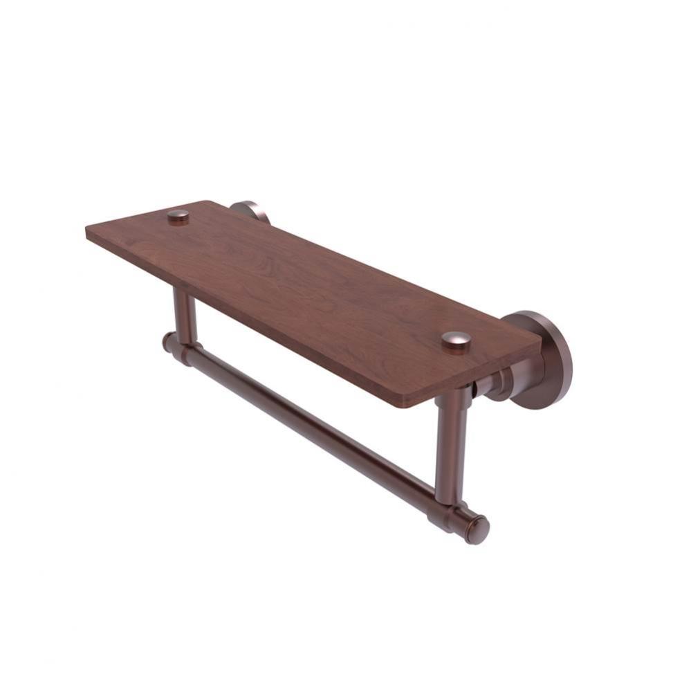 Washington Square Collection 16 Inch Solid IPE Ironwood Shelf with Integrated Towel Bar