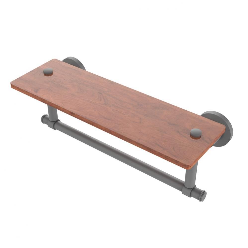 Washington Square Collection 16 Inch Solid IPE Ironwood Shelf with Integrated Towel Bar