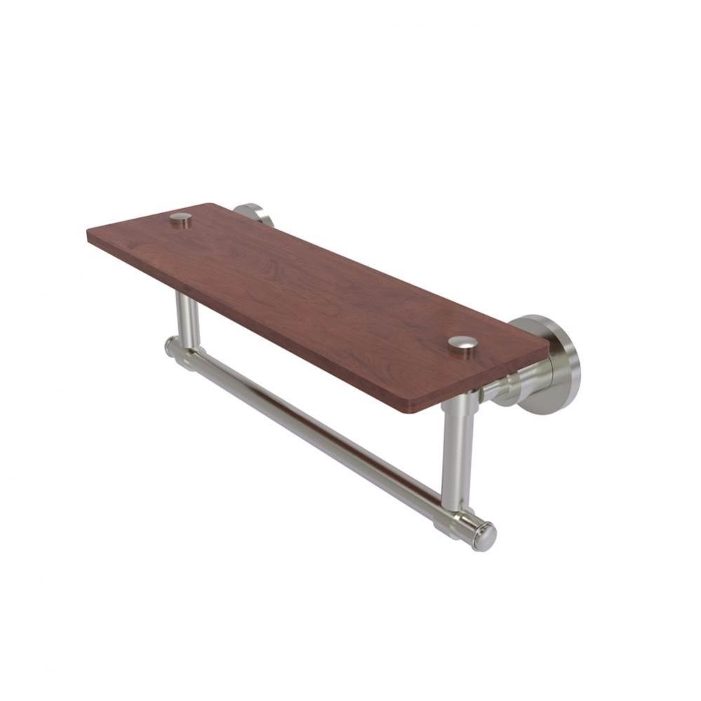Washington Square Collection 16 Inch Solid IPE Ironwood Shelf with Integrated Towel Bar
