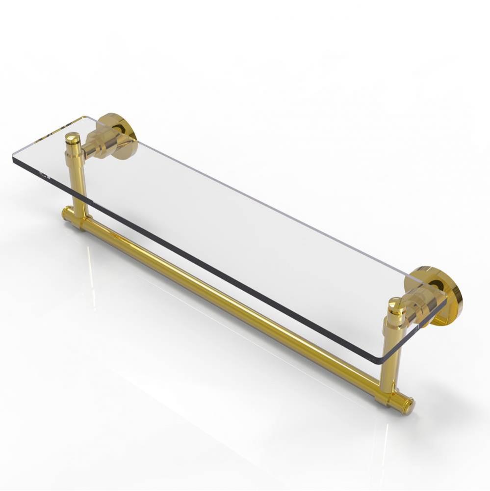 Washington Square Collection 22 Inch Glass Vanity Shelf with Integrated Towel Bar