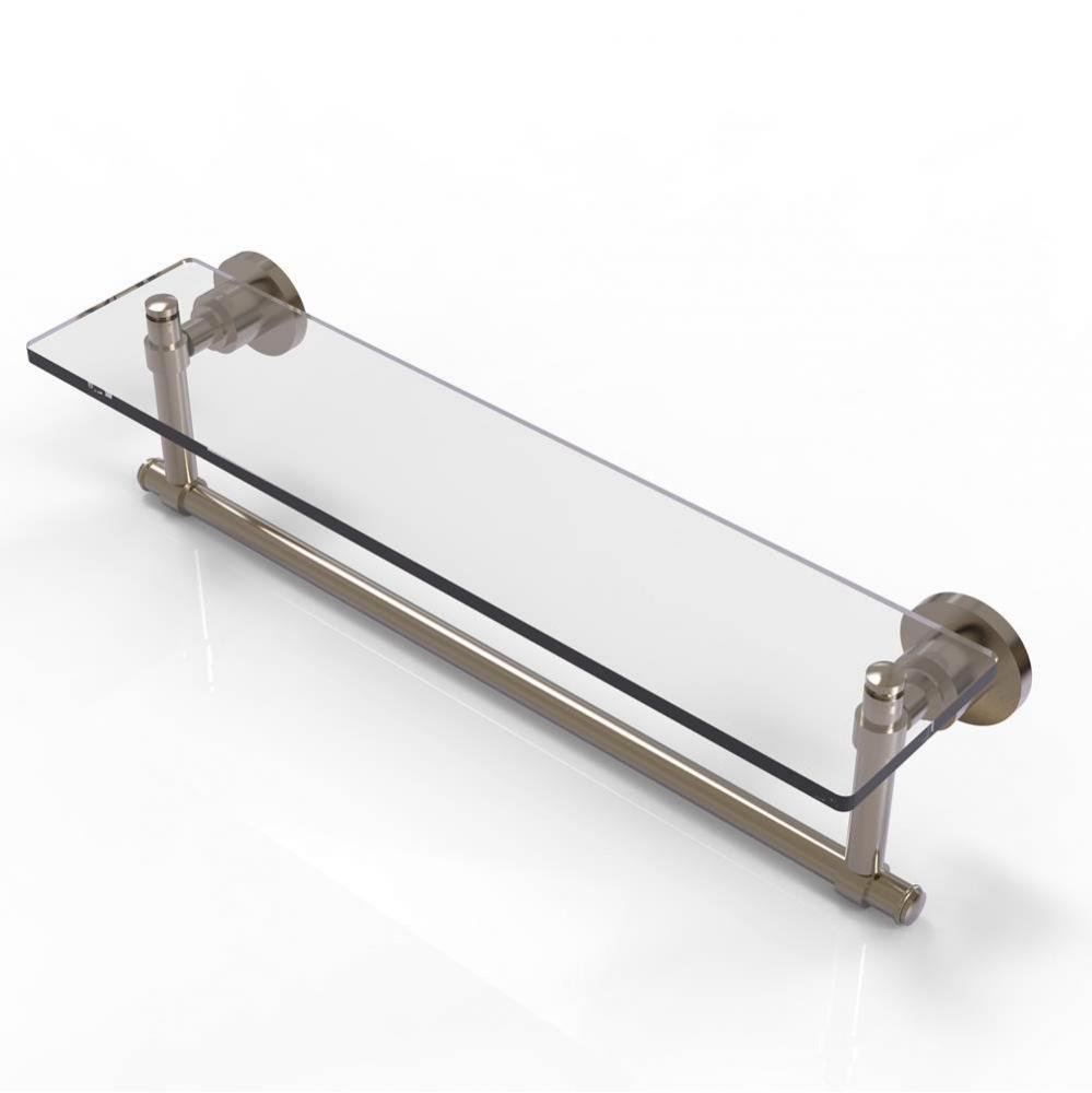 Washington Square Collection 22 Inch Glass Vanity Shelf with Integrated Towel Bar