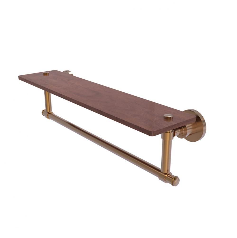 Washington Square Collection 22 Inch Solid IPE Ironwood Shelf with Integrated Towel Bar