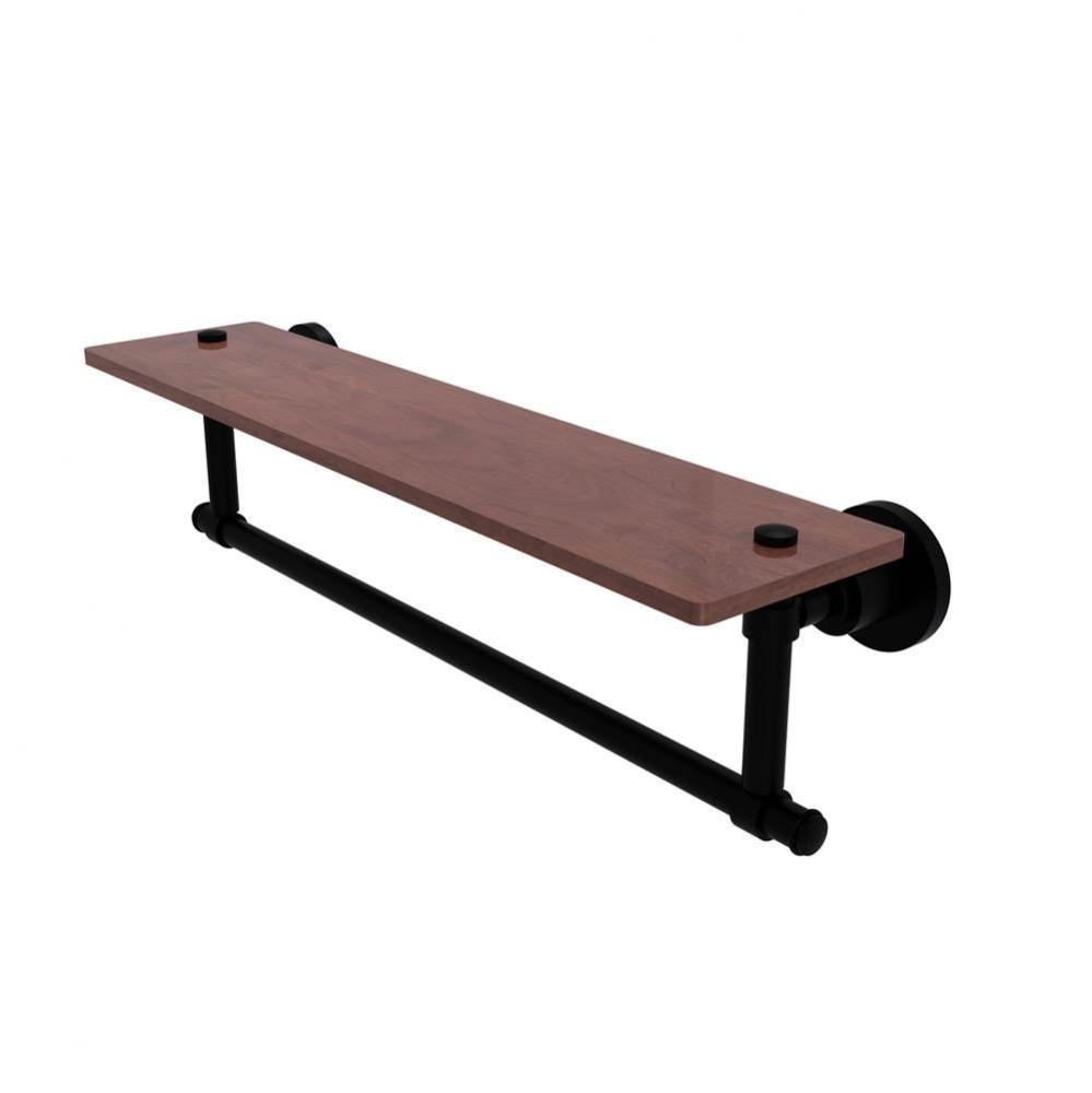 Washington Square Collection 22 Inch Solid IPE Ironwood Shelf with Integrated Towel Bar