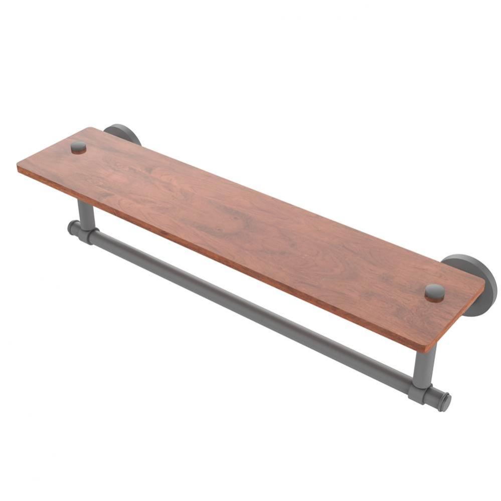 Washington Square Collection 22 Inch Solid IPE Ironwood Shelf with Integrated Towel Bar