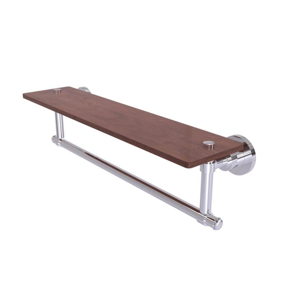 Washington Square Collection 22 Inch Solid IPE Ironwood Shelf with Integrated Towel Bar