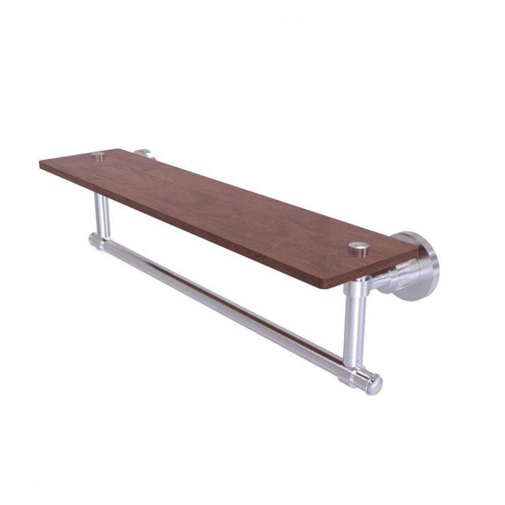 Washington Square Collection 22 Inch Solid IPE Ironwood Shelf with Integrated Towel Bar