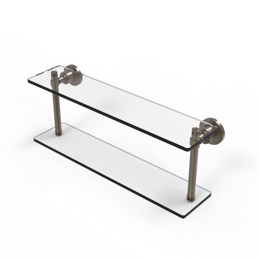 Washing Square Collection 22 Inch Two Tiered Glass Shelf