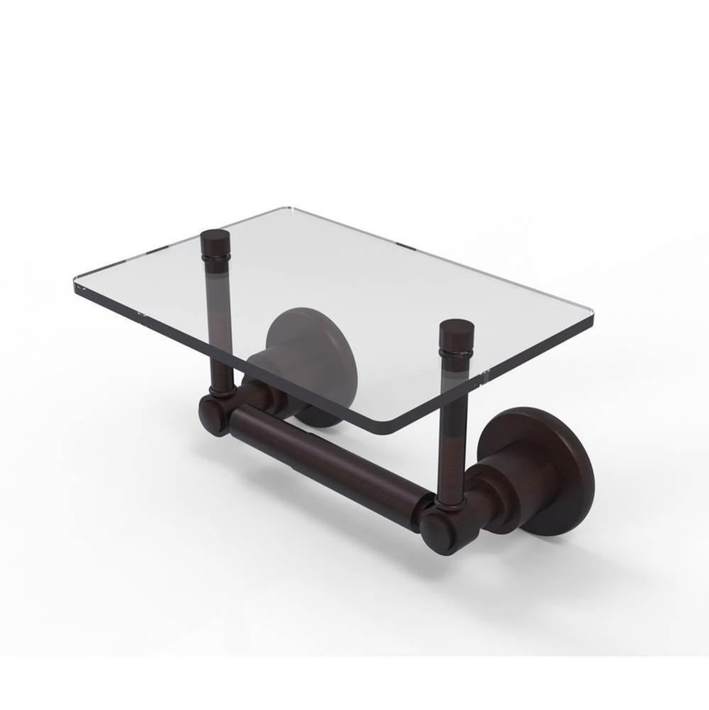 Washington Square Collection Two Post Toilet Tissue Holder with Glass Shelf