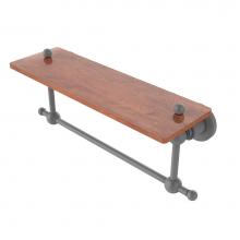 Allied Brass AP-1TB-16-IRW-GYM - Astor Place Collection 16 Inch Solid IPE Ironwood Shelf with Integrated Towel Bar
